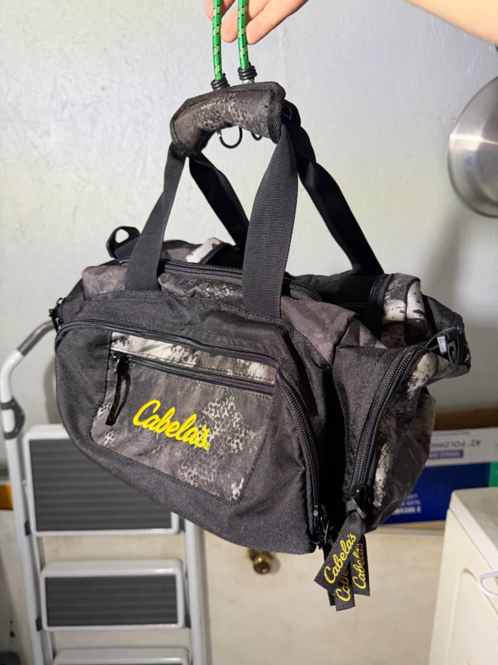 Cabela's Catch-All Black Camo Mini Duffle Bag 15” x 11”